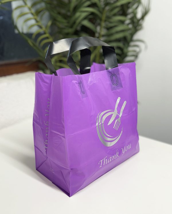 loop handle bag takeaway bags small purple silver