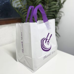 loop handle bag takeaway bags small white purple