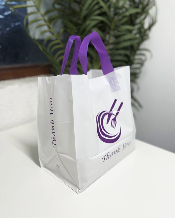 loop handle bag takeaway bags small white purple
