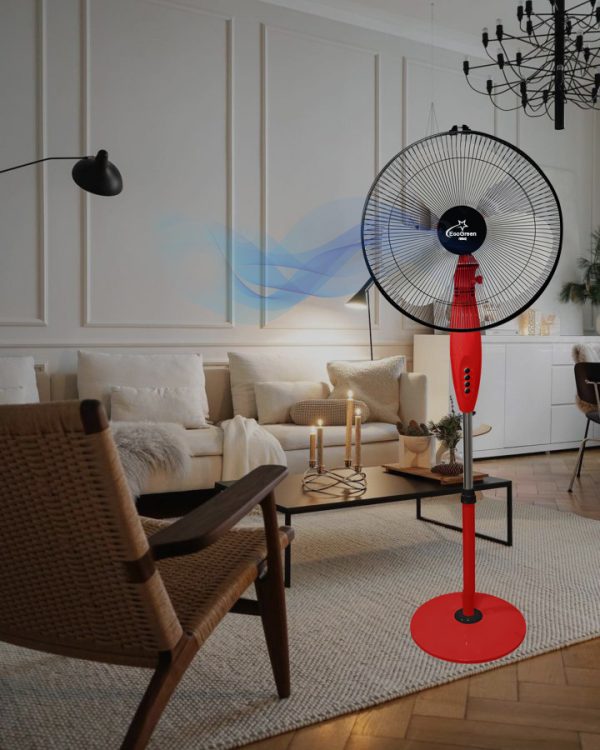 EcoGreen Pedestal Fan 16 Inch Red Color