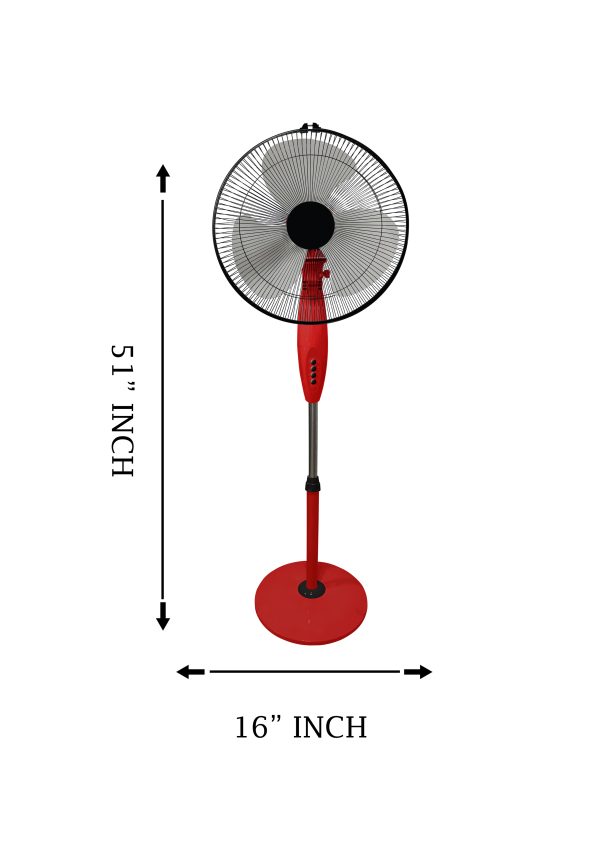 EcoGreen Pedestal Fan 16 Inch Red Color