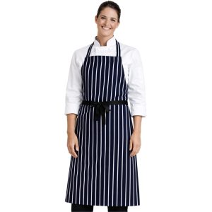 Unisex Adult Apron Navy Blue white Striped