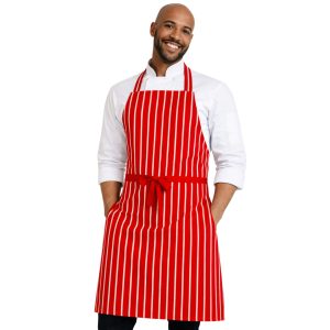 Unisex Red white Striped Apron