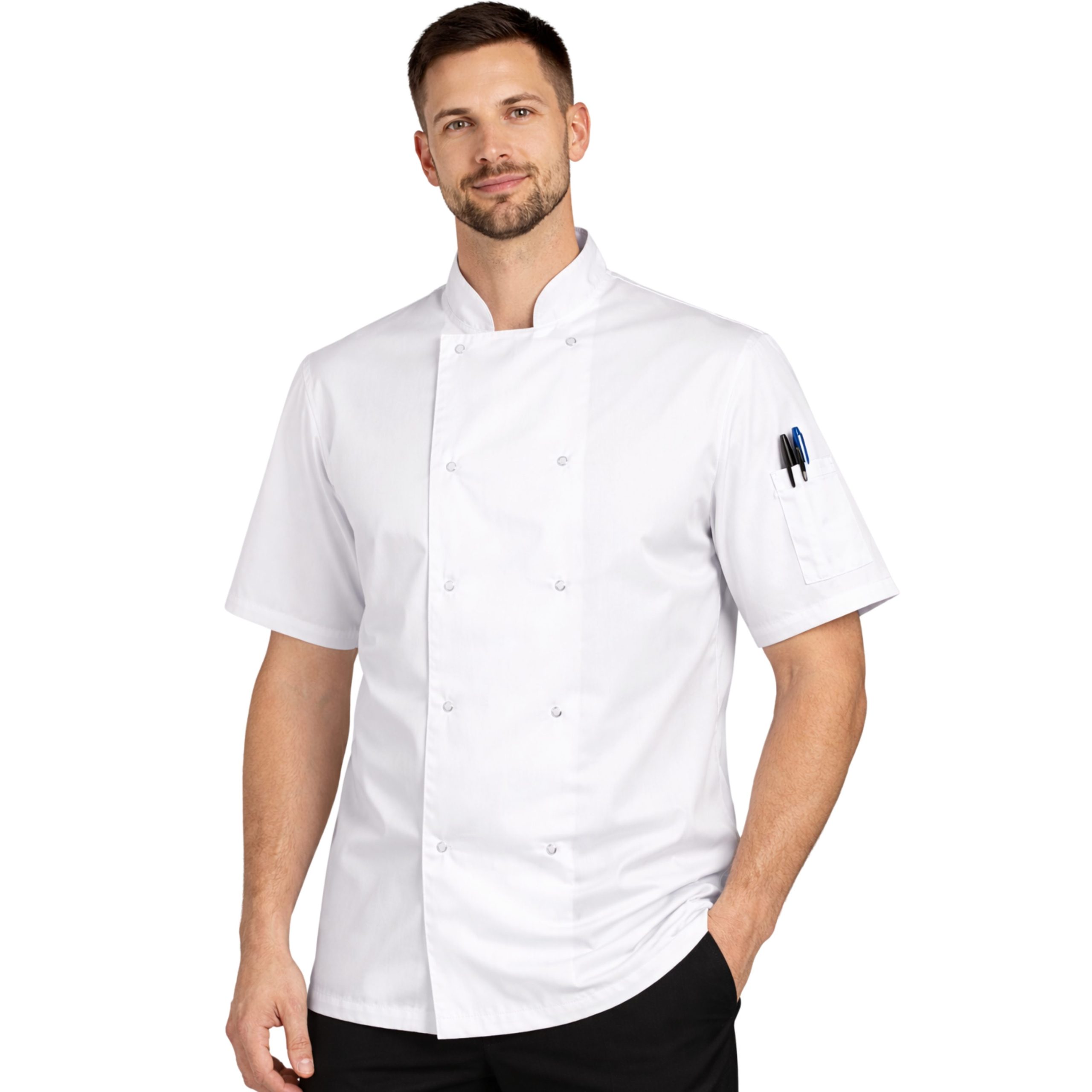 White Chefs Jacket Unisex Short Sleeve - Image 3