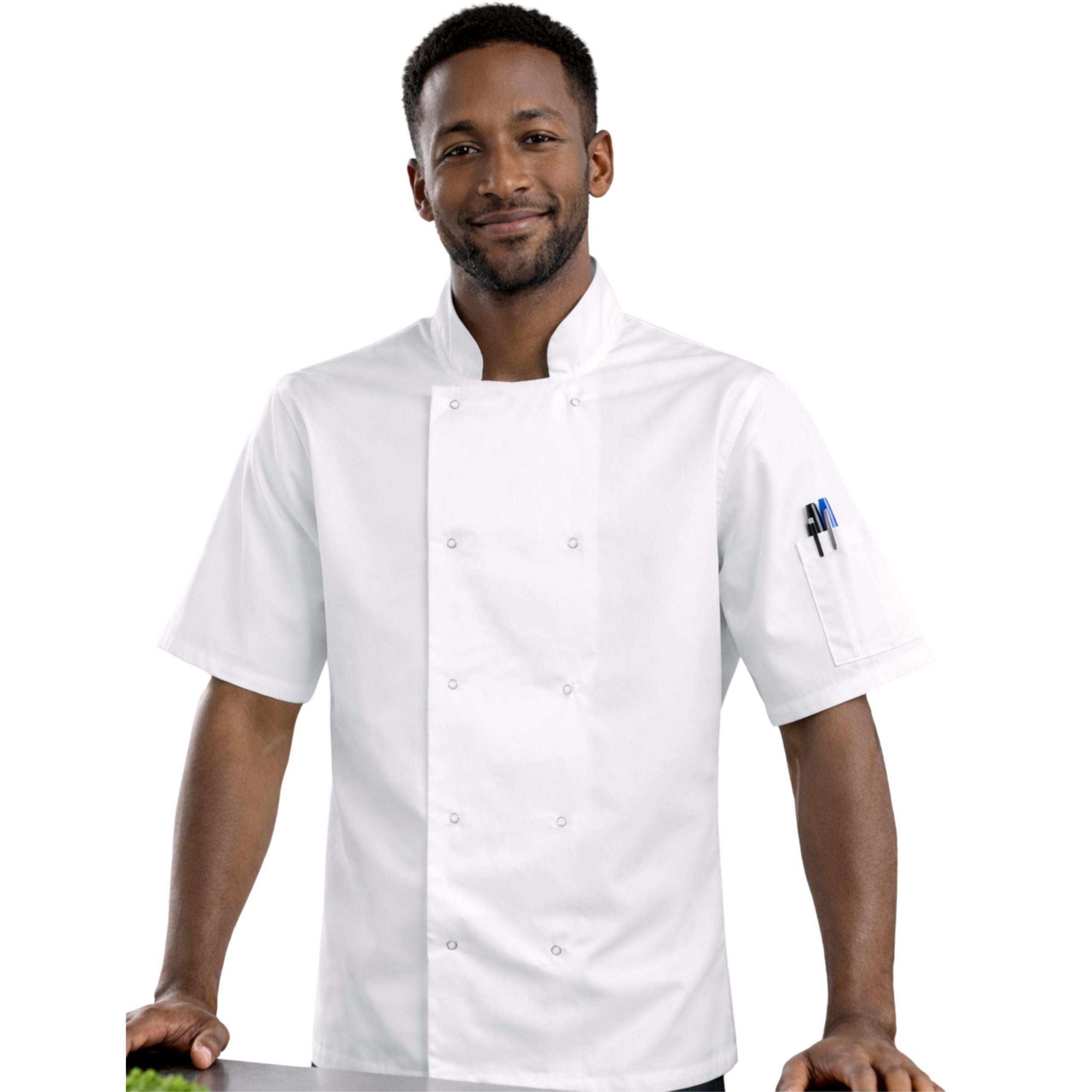 White Chefs Jacket Unisex Short Sleeve - Image 2