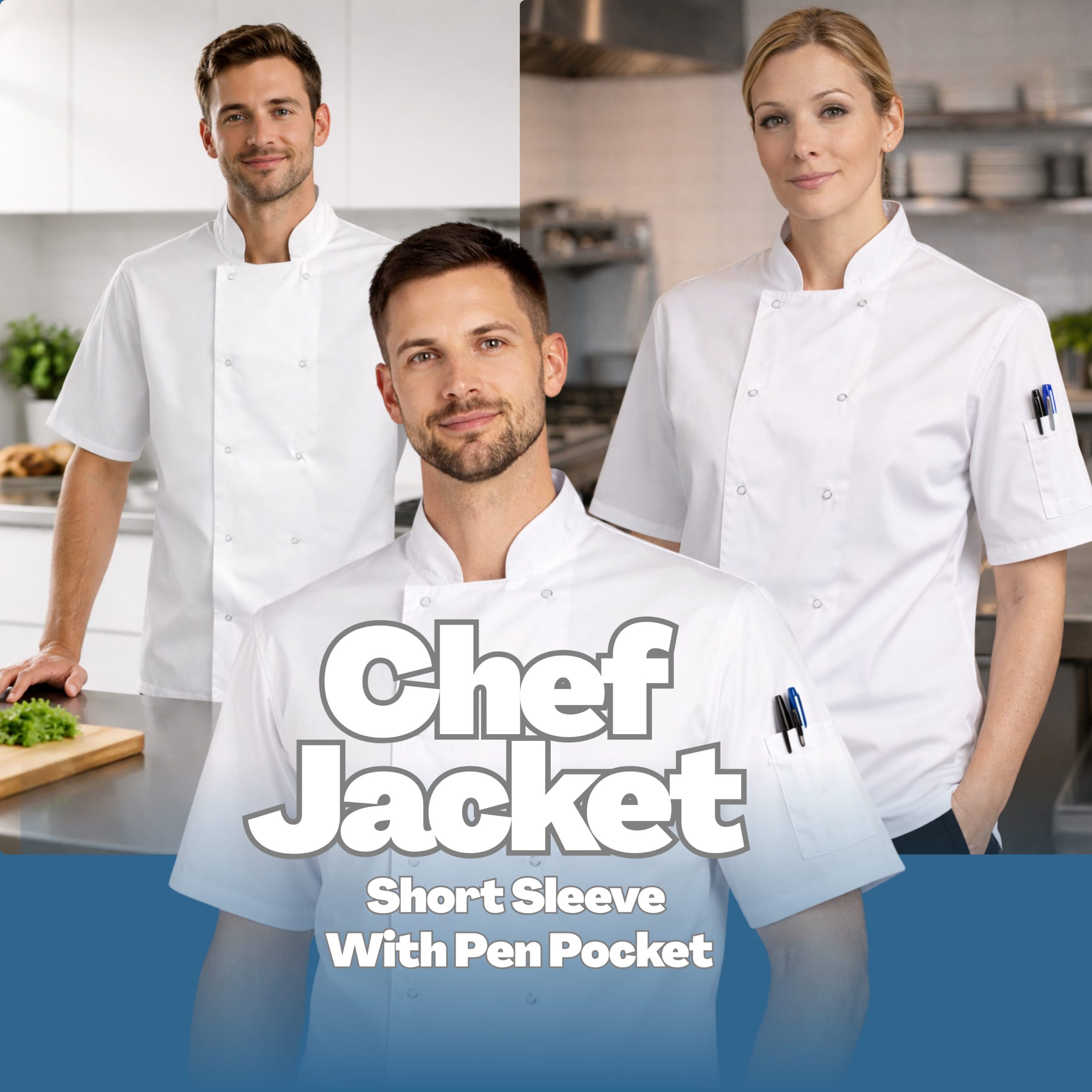 White Chefs Jacket Unisex Short Sleeve - Image 4