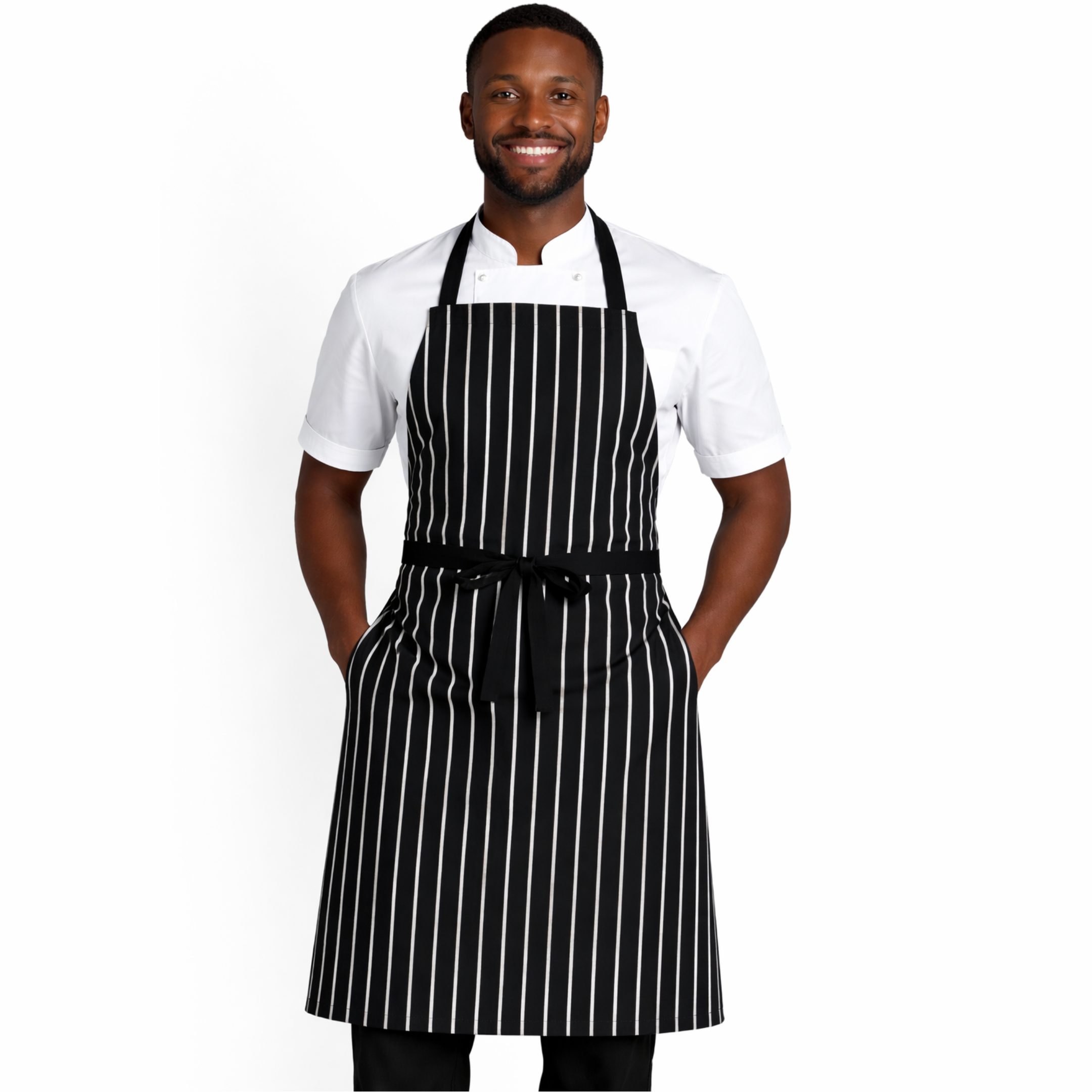 Unisex Black white Striped Apron - Image 3