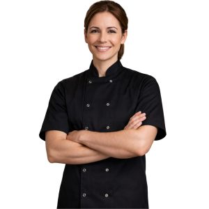 Black Chefs Jacket Unisex Short Sleeve