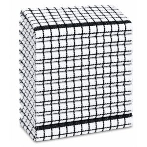 Terry Tea Towels White/Black