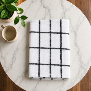 Finest Terry Tea Towels White/Black