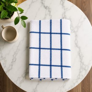Finest Terry Tea Towels White/Blue