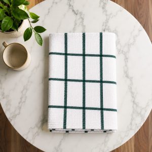 Finest Terry Tea Towels White/Green