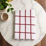 Finest Terry Tea Towels White/Red